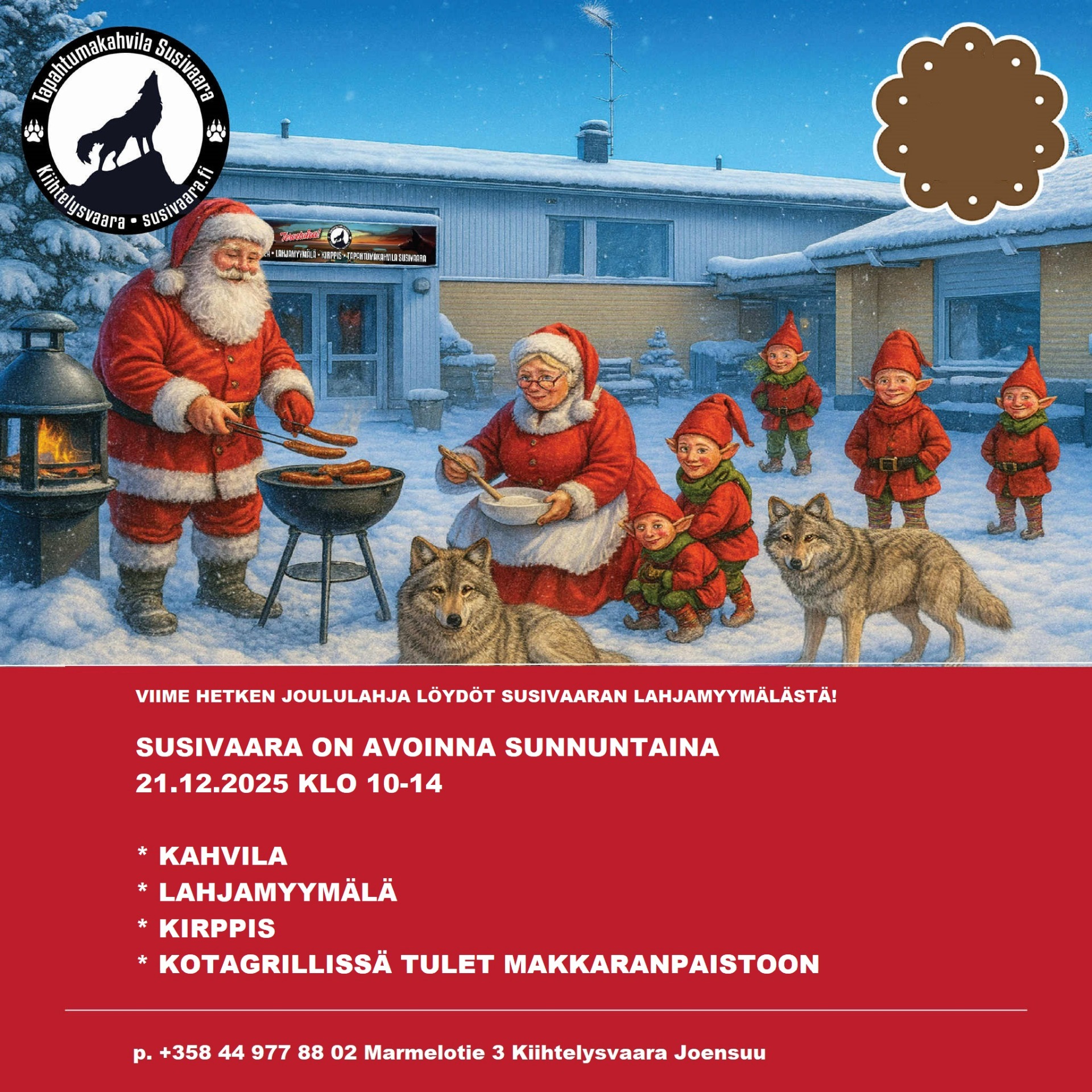 Susivaara on avoinna sunnuntaina 21.12.2025 klo 10-14.