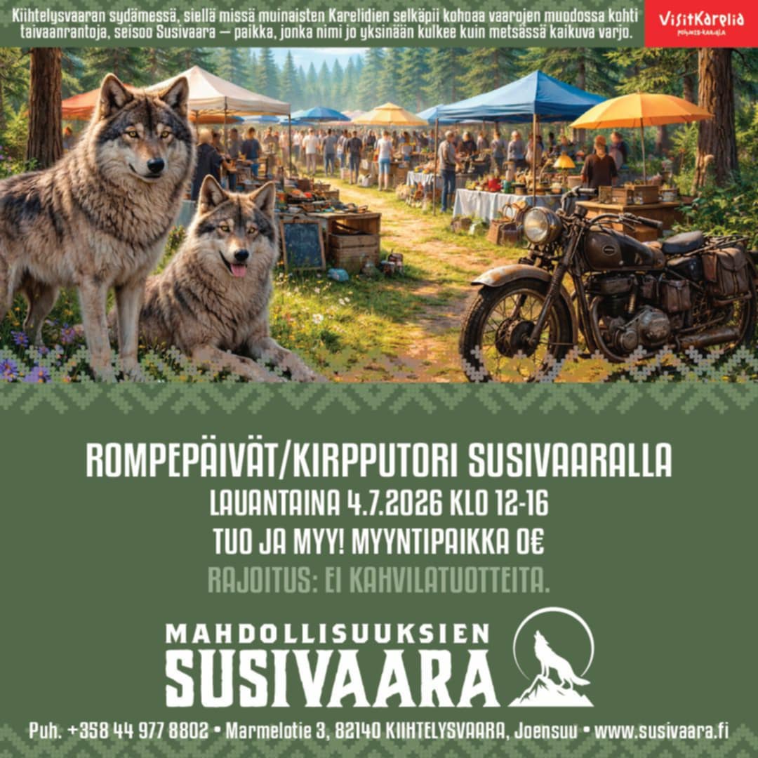 ROMPEPÄIVÄT/KIRPPUTORI 2026 SUSIVAARALLA LA 4.7.2026 KLO 12-16.